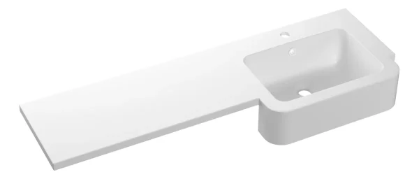 Novello 1242mm Standard Square One-Piece Basin & Overflow Ring - Right Hand