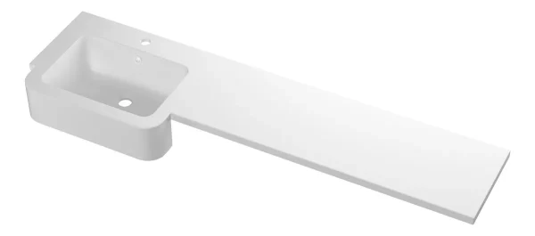 Novello 1542mm Standard Square One-Piece Basin & Overflow Ring - Left Hand