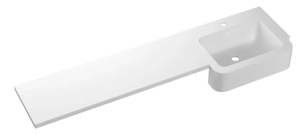 Novello 1542mm Standard Square One-Piece Basin & Overflow Ring - Right Hand