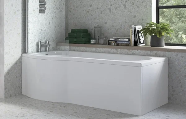 Novello 1700mm P Shape Front Bath Panel - White