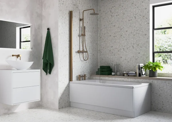 Novello 800 x 1500mm Single Straight Bath Screen (6mm) - Brushed Bronze