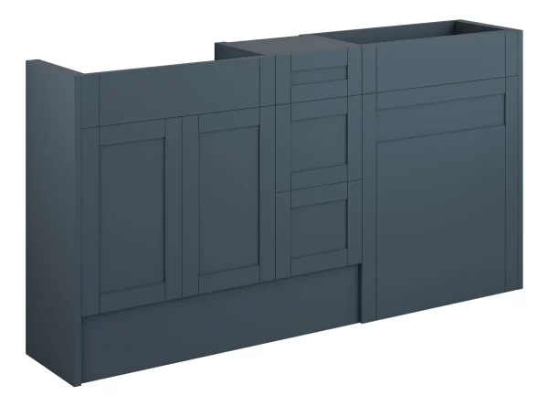 Novello Avelis 1536mm Standard Basin, Wc & 3 Drawer Unit Pack - Matt Arley Blue (Grey Cab)