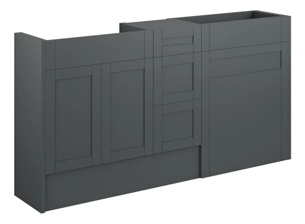 Novello Avelis 1536mm Standard Basin, Wc & 3 Drawer Unit Pack - Matt Graphite Grey (Oak Cab)