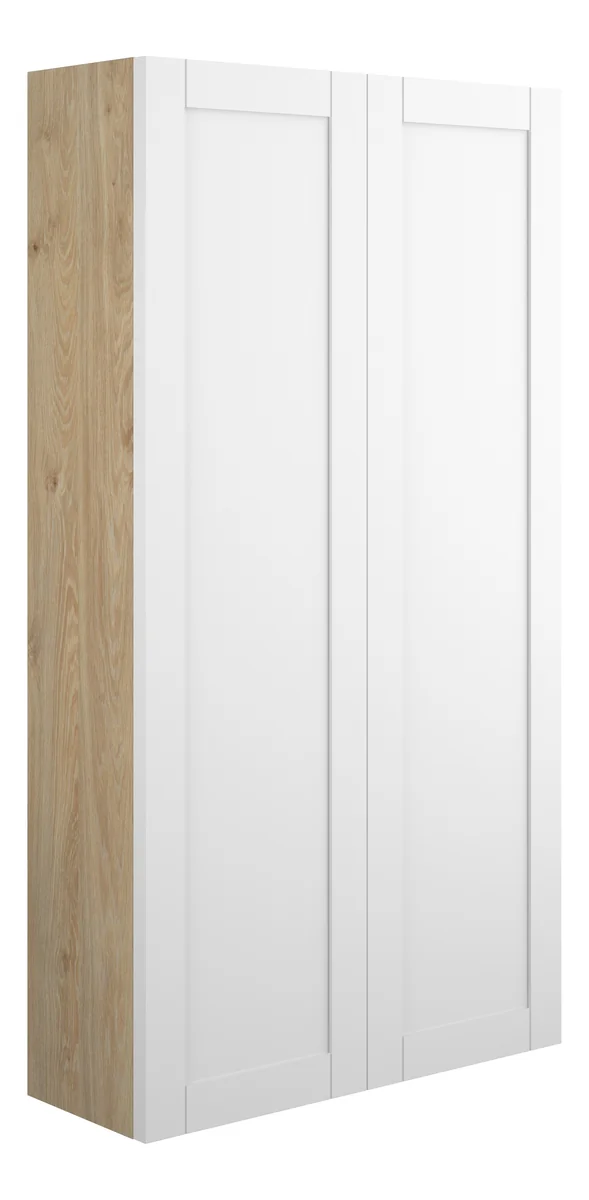 Novello Avelis 600mm Slim 2 Door Storage Unit - Matt White (Oak Cab)
