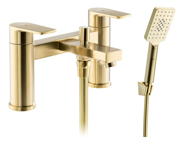 Abode Aquip Deck Mounted Bath Shower Mixer - Brushed Brass