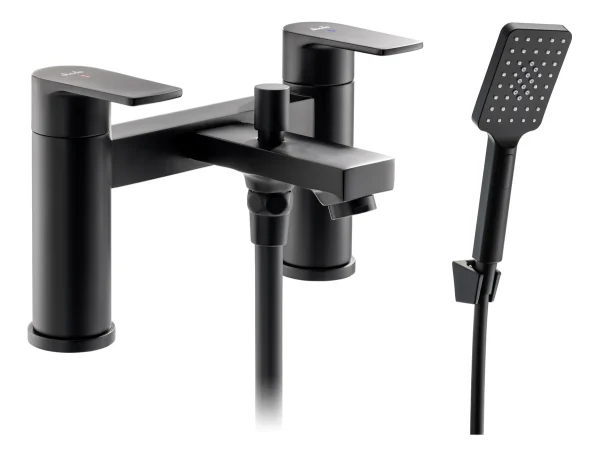 Abode Aquip Deck Mounted Bath Shower Mixer - Matt Black