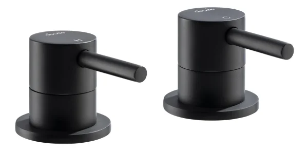 Abode Harmonie Round Bath Filler Panel Valves (Pair) - Matt Black