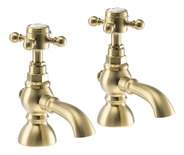 Abode Sentiment Basin Pillar Taps - Brushed Brass