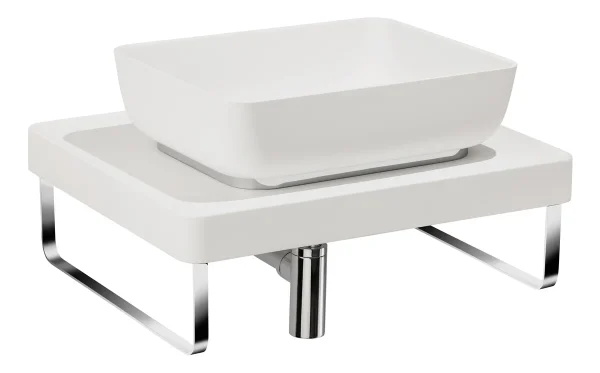 Abode Tableau/Cava Shelf & Tablet Basin Set - Chalk White w/Chrome Finishes