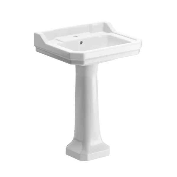 Novello Bravix 600 x 500mm 2TH Basin & Full Pedestal