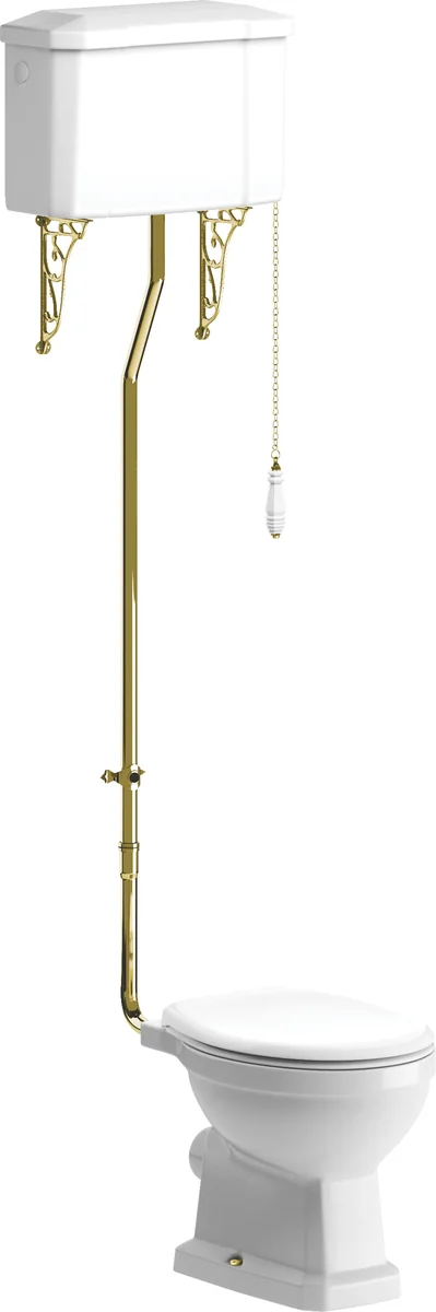 Novello Bravix High Level Wc & Soft Close Seat W/Br.Brass Finishes