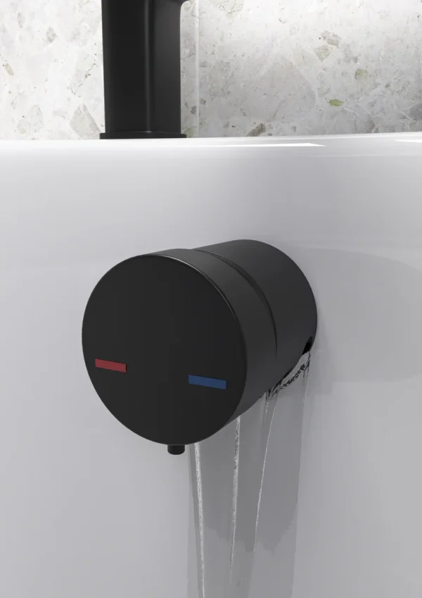 Novello Bath Overflow Filler W/Integrated Valve - Black