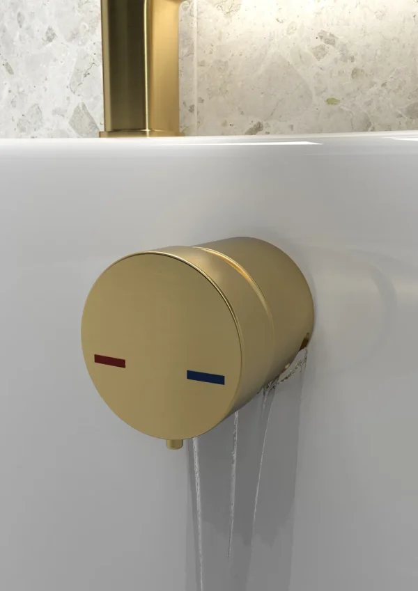 Novello Bath Overflow Filler W/Integrated Valve - Brushed Brass
