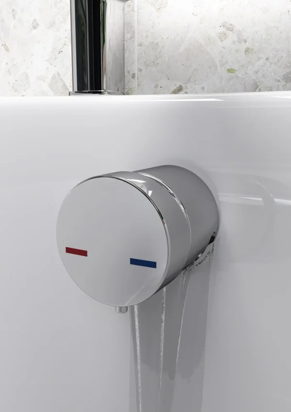 Novello Bath Overflow Filler W/Integrated Valve - Chrome
