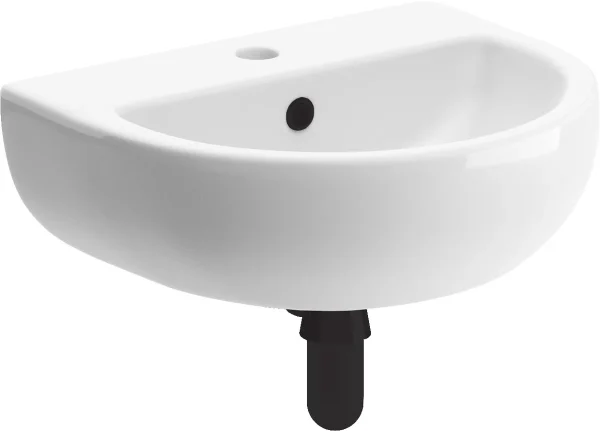 Novello Celeron 450 x 400mm 1TH Cloakroom Basin & Black Bottle Trap