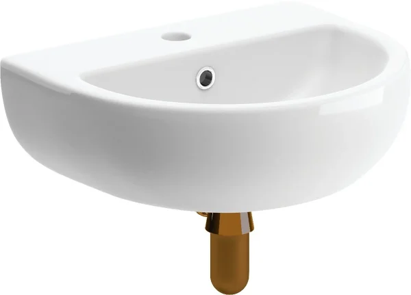 Novello Celeron 450 x 400mm 1TH Cloakroom Basin & Brushed Bronze Bottle Trap