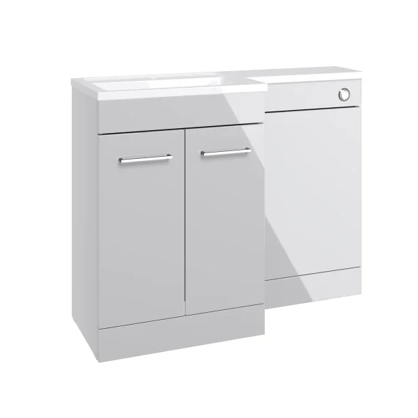 Novello Corvix 1000mm F/S L-Shape Pack & Basin (Rh) - Grey Gloss