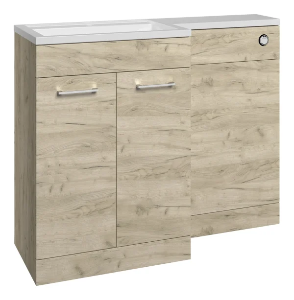 Novello Corvix 1000mm F/S L-Shape Pack & Basin (Lh) - Oak