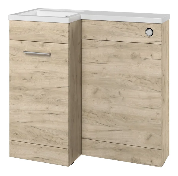 Novello Corvix 900mm F/S L-Shape Pack & Basin (Lh) - Oak