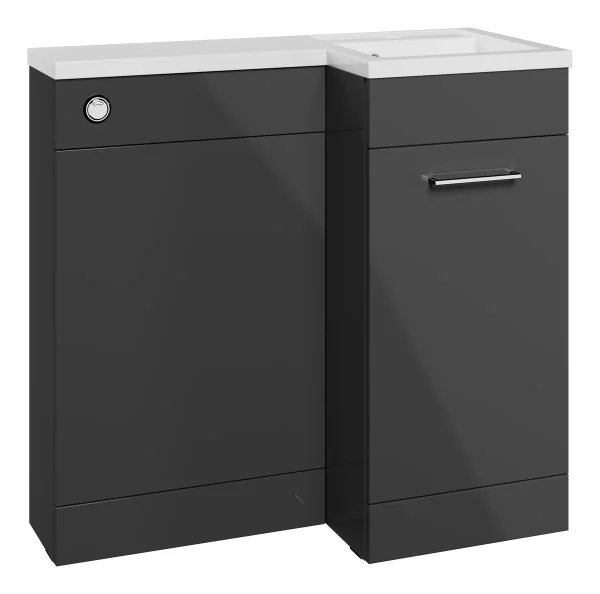 Novello Corvix 900mm F/S L-Shape Pack & Basin (Rh) - Anthracite Gloss