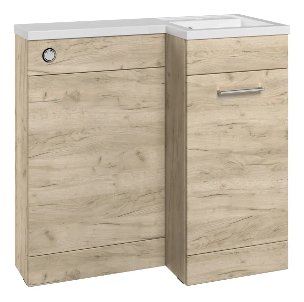 Novello Corvix 900mm F/S L-Shape Pack & Basin (Rh) - Oak