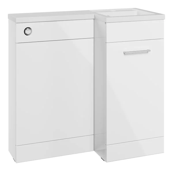 Novello Corvix 900mm F/S L-Shape Pack & Basin (Rh) - White Gloss