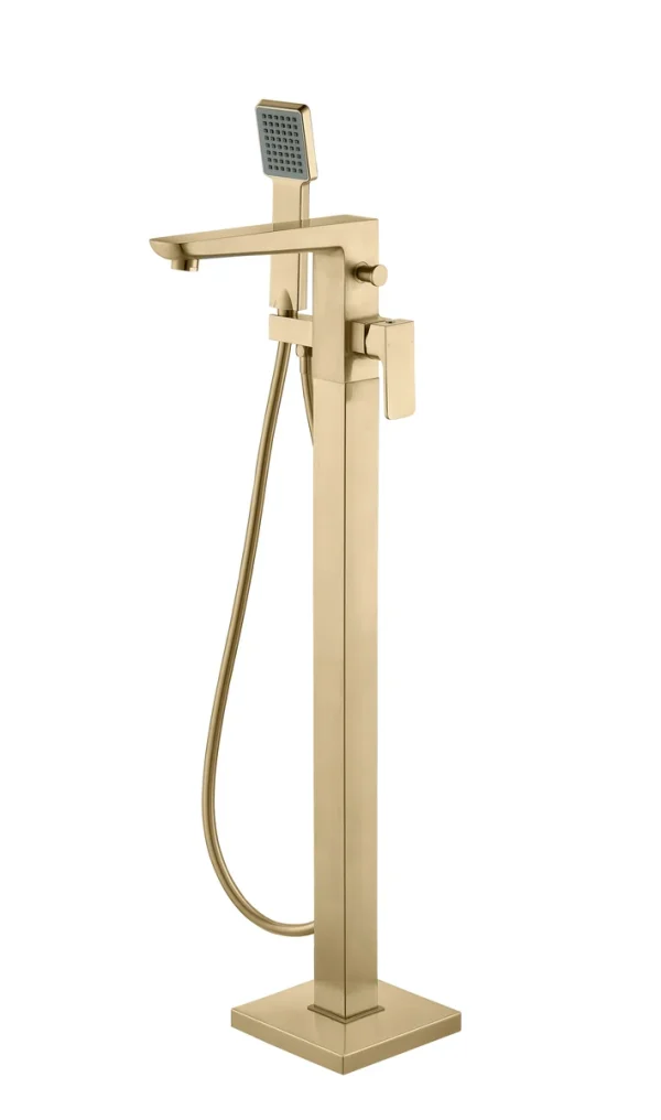 Novello Cylora Floor Standing Bath/Shower Mixer - Brushed Brass