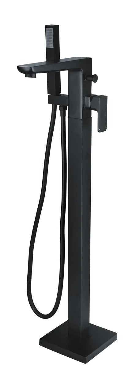 Novello Cylora Floor Standing Bath/Shower Mixer - Matt Black