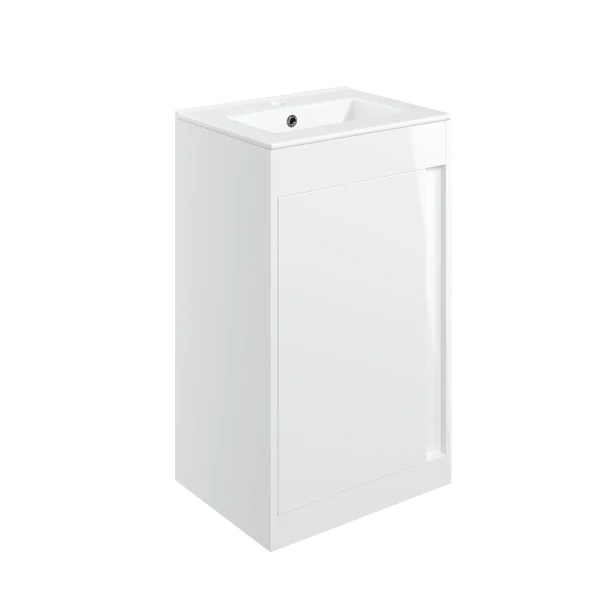 Novello Elarix 510mm Floor Standing Unit Inc. Basin - White Gloss