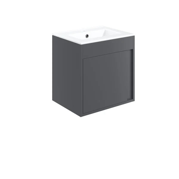 Novello Elarix 510mm Wall Hung Unit Inc. Basin - Matt Graphite Grey