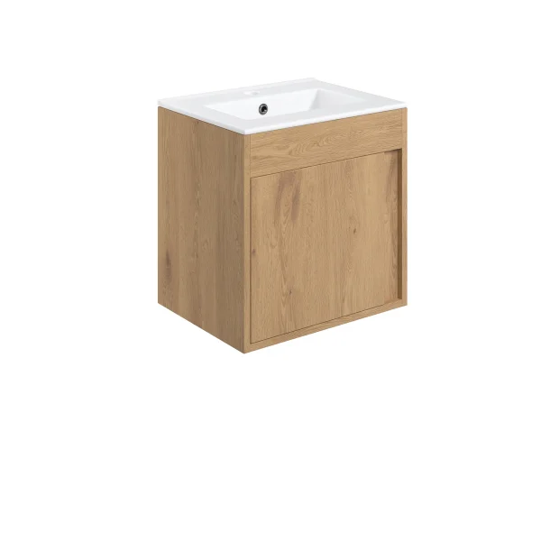 Novello Elarix 510mm Wall Hung Unit Inc. Basin - Seville Oak