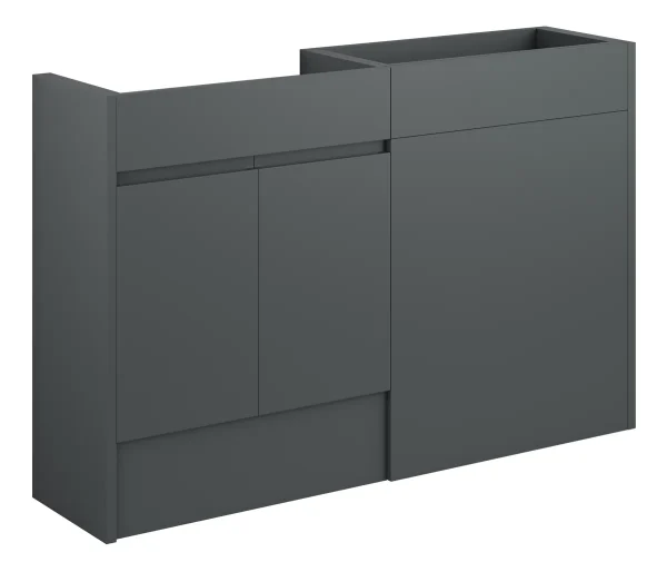 Novello Eonira 1236mm Standard Basin & Wc Unit Pack - Matt Graphite Grey (Oak Cab)