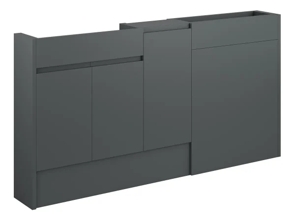 Novello Eonira 1536mm Slim Basin, Wc & 1 Door Unit Pack - Matt Graphite Grey (Oak Cab)