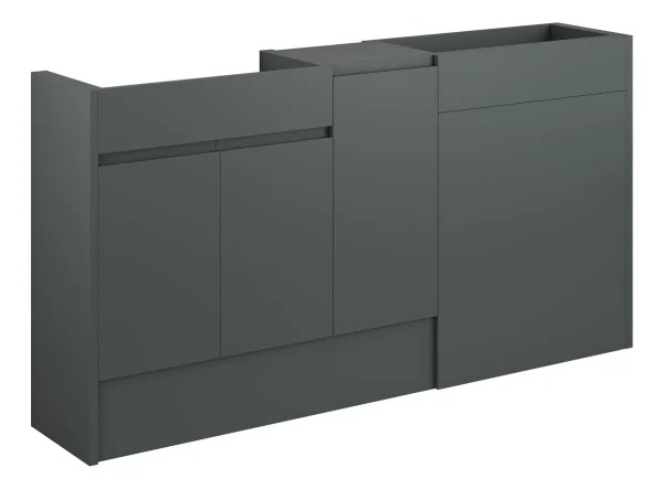 Novello Eonira 1536mm Standard Basin, Wc & 1 Door Unit Pack - Matt Graphite Grey (Oak Cab)