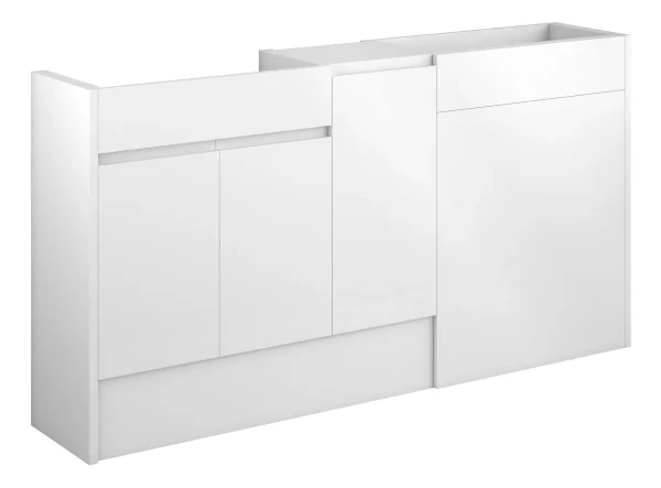 Novello Eonira 1536mm Standard Basin, Wc & 1 Door Unit Pack - White Gloss (Oak Cab)