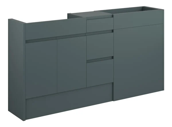 Novello Eonira 1536mm Standard Basin, Wc & 3 Drawer Unit Pack - Matt Green Camo (Oak Cab)