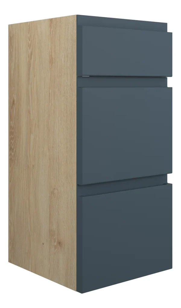 Novello Eonira 300mm Standard 3 Drawer Unit - Matt Arley Blue (Oak Cab)