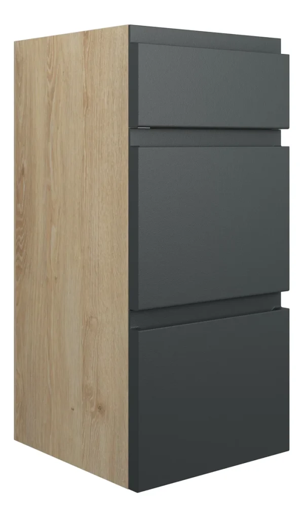 Novello Eonira 300mm Standard 3 Drawer Unit - Matt Graphite Grey (Oak Cab)