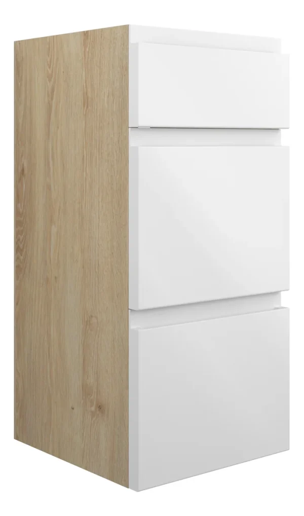 Novello Eonira 300mm Standard 3 Drawer Unit - White Gloss (Oak Cab)