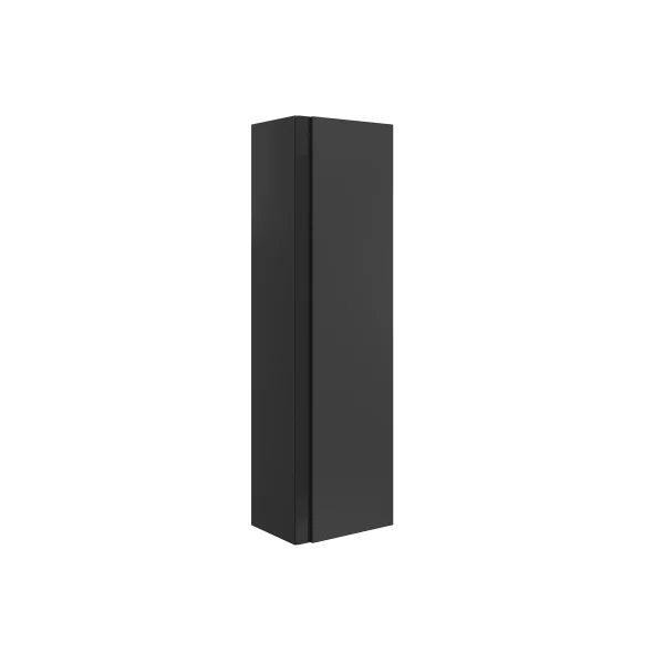 Novello Flarix 350mm Wall Hung 1 Door Tall Unit - Matt Black & Glass