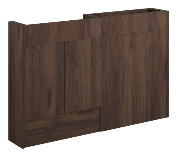 Novello Halvra 1236mm Slim Basin & Wc Unit Pack - Warm Walnut (Grey Cab)