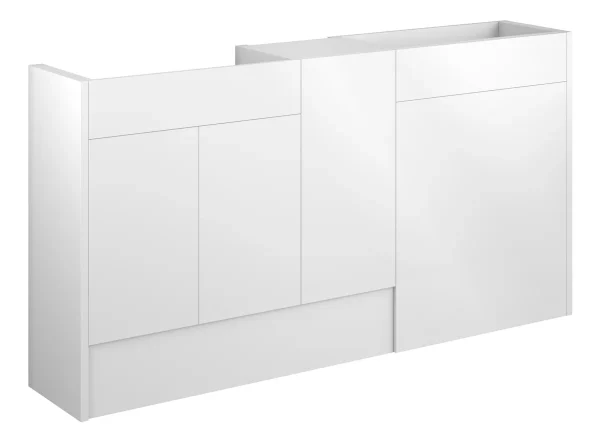 Novello Halvra 1536mm Standard Basin, Wc & 1 Door Unit Pack - White Gloss (Grey Cab)