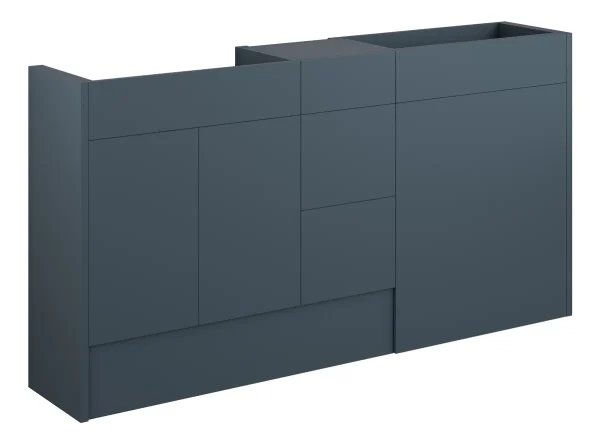 Novello Halvra 1536mm Standard Basin, Wc & 3 Drawer Unit Pack - Matt Arley Blue (Grey Cab)