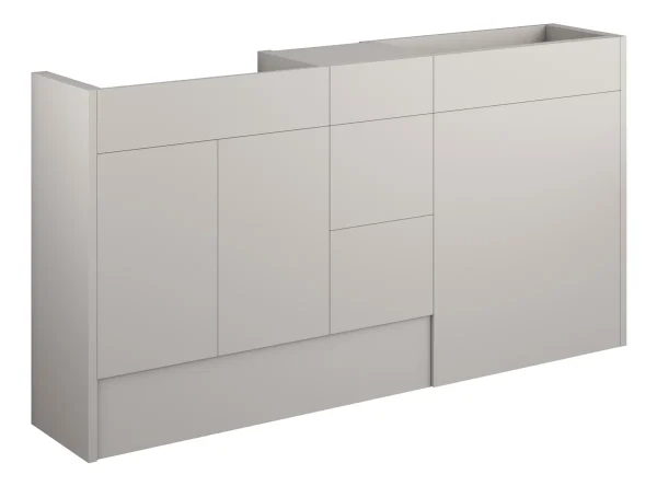 Novello Halvra 1536mm Standard Basin, Wc & 3 Drawer Unit Pack - Matt Dove Grey (Grey Cab)
