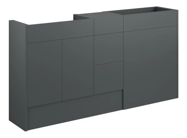 Novello Halvra 1536mm Standard Basin, Wc & 3 Drawer Unit Pack - Matt Graphite Grey (Grey Cab)
