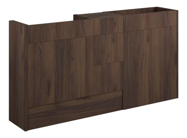 Novello Halvra 1536mm Standard Basin, Wc & 3 Drawer Unit Pack - Warm Walnut (Grey Cab)