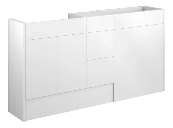 Novello Halvra 1536mm Standard Basin, Wc & 3 Drawer Unit Pack - White Gloss (Grey Cab)