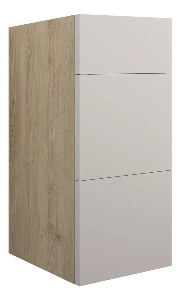 Novello Halvra 300mm Standard 3 Drawer Unit - Matt Dove Grey (Oak Cab)