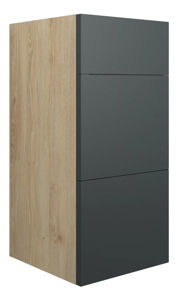 Novello Halvra 300mm Standard 3 Drawer Unit - Matt Graphite Grey (Oak Cab)