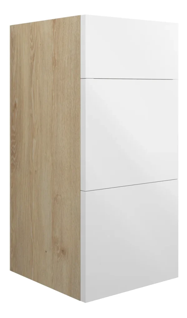 Novello Halvra 300mm Standard 3 Drawer Unit - White Gloss (Oak Cab)